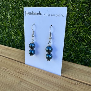 Image of Blue Pearl Look Beaded Earrings 