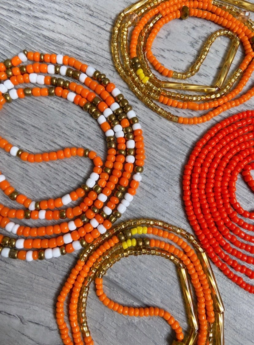 Image of Orange tie on Waistbeads  Collection