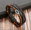 Beads and Leather Men Classic Multi Layer Bracelet 