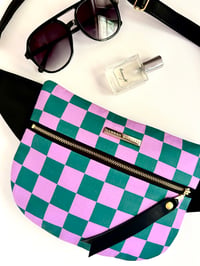 Image 7 of Purple & green checkered crossbody 