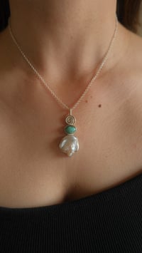 Image 1 of Turquoise and Pearl Pendant