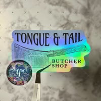 Vintage Butcher Shop Logo glossy holographic sticker