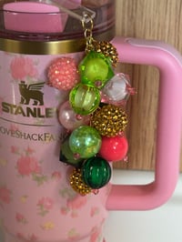 Image 1 of Ibiza Sunset Green & Pink Tumbler Straw Bauble