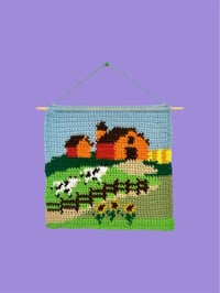 Crochet Tapestry - Barn Scenery