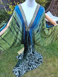 Image 4 of Wanderlust maxi dress Sari tie dye GREEN BLUE upto 8-18 uk
