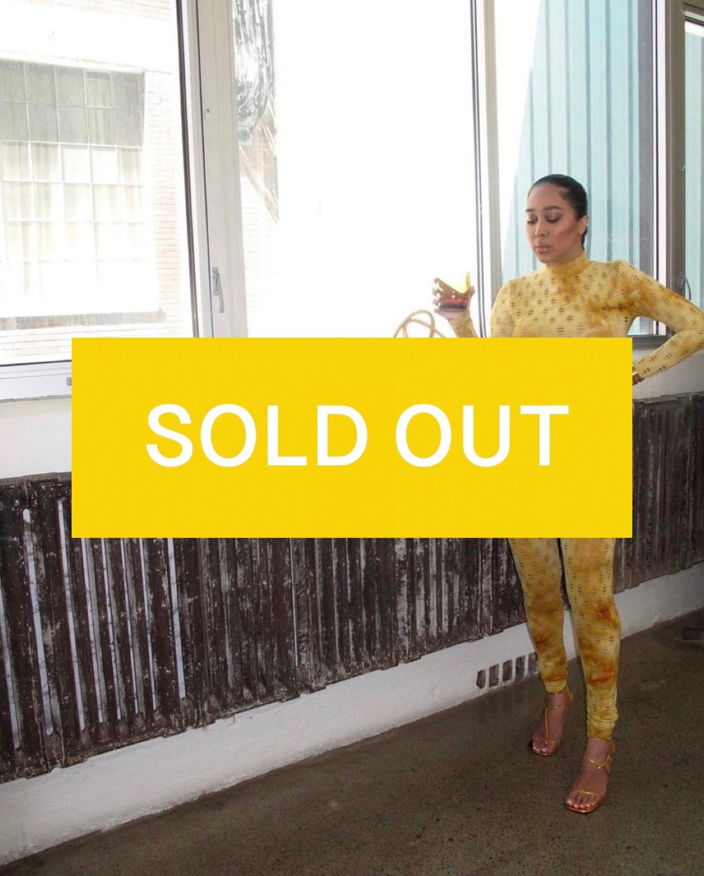 Image of YELLOW TIE-DYE MESH/CUTOUT 2-PIECE SET (MEDIUM)