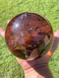 Image 16 of Large Smoky Quartz With Golden Rutile Sphere #1770