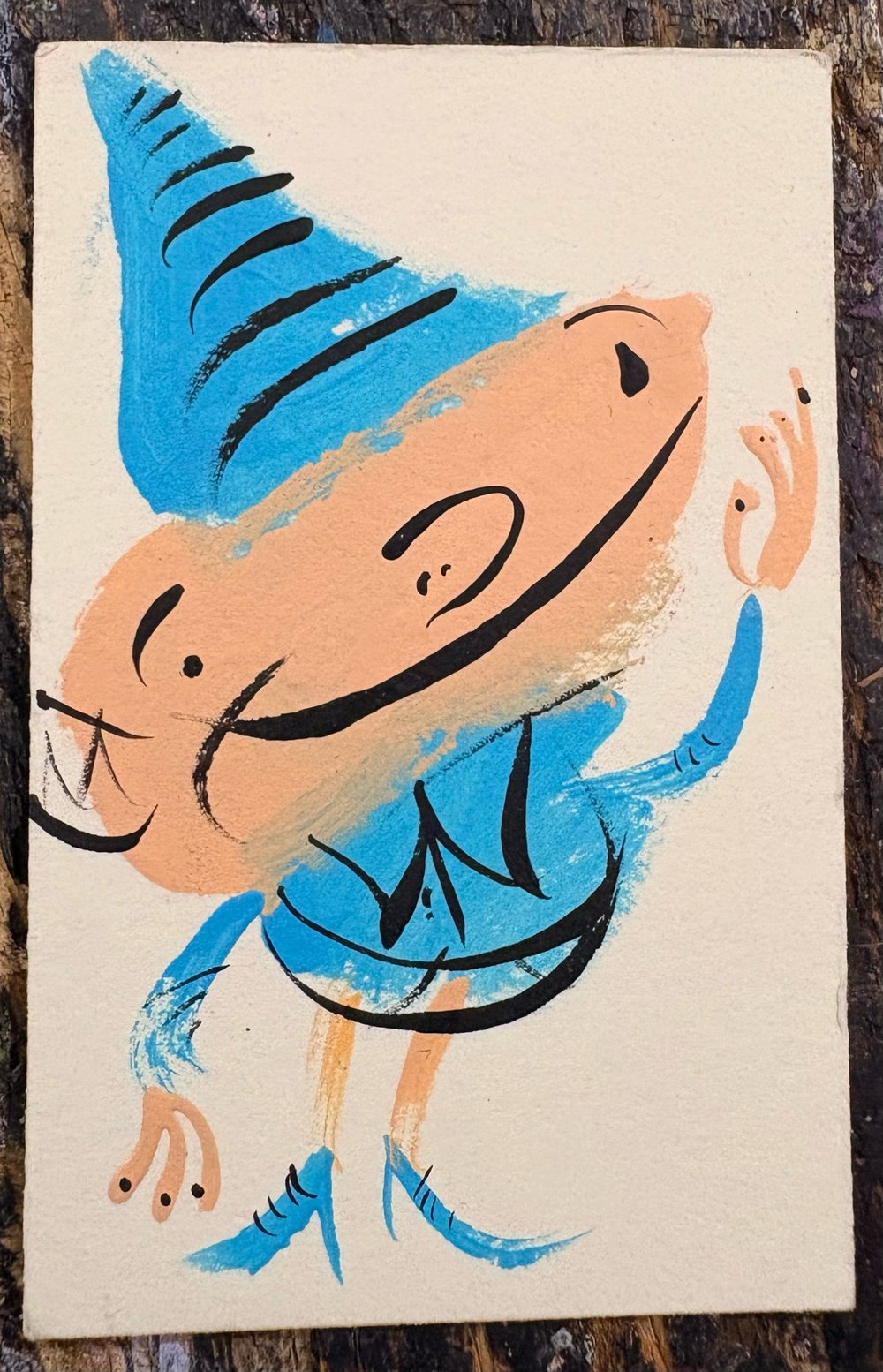 Tiny painting - elf in blue