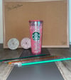 Starbucks Pink Snow Globe Glitter Tumbler 