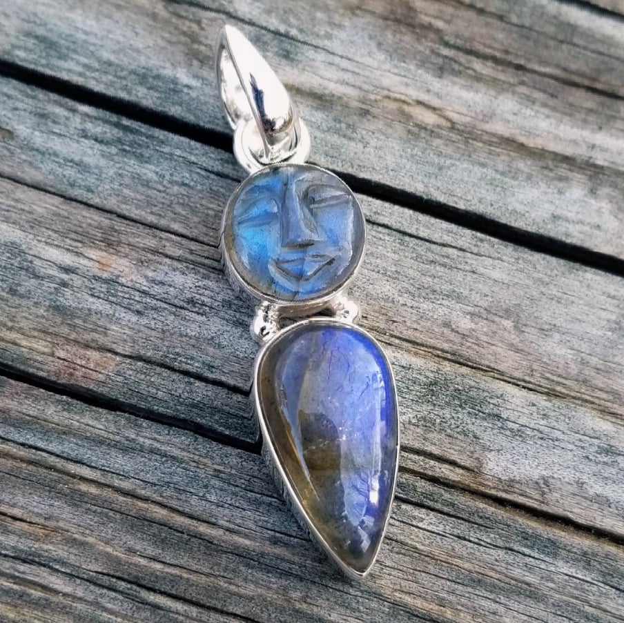 Image of Mister Moonface - Labradorite Pendant in Sterling Silver