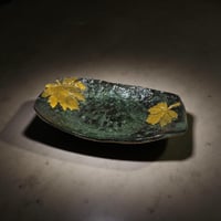 Image 3 of Handmade Forest Green Leaf Bowl - Organic Resin & Clay Art Piece - Unique- Sculptural Fruit Dish 