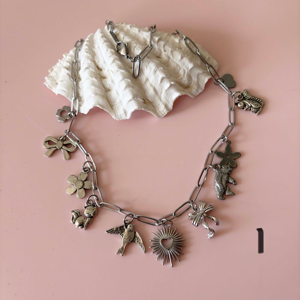 Image of Stainless Paperclip Charm Necklaces