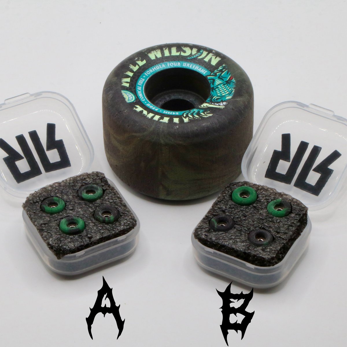 Image of GREEN/BLACK SPITFIRE F4’s RECYCLED WHEELS. RAWRIDERS