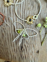 Image 5 of Sterling Woven Luna Moth Earrings with Peridot