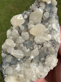 Image 8 of Green Fluorite On Druzy Quartz With UV Dog Tooth Calcite #2223