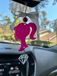 Image 1 of Pink doll Car charm with diamond 