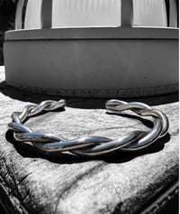 Image 1 of Ride the Sky Sterling Silver Plain Wire Twist Stacker Cuff 6.5”-7”