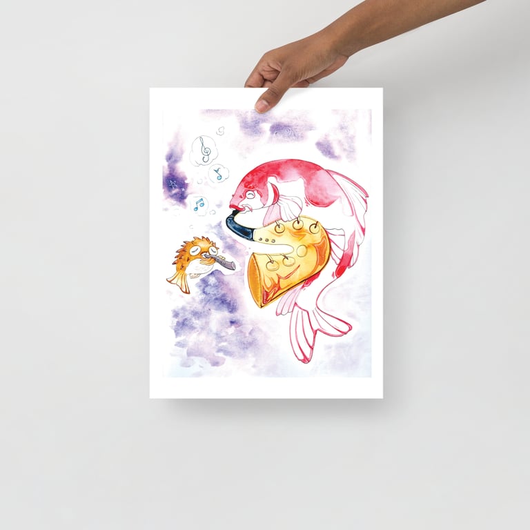 Jazzy Fishies (Print) Watercolor