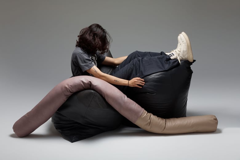 Image of Leather bean bag chair 