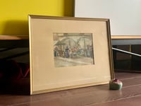 Image 2 of “Lugano”, Antique Watercolour Market Scene on Paper