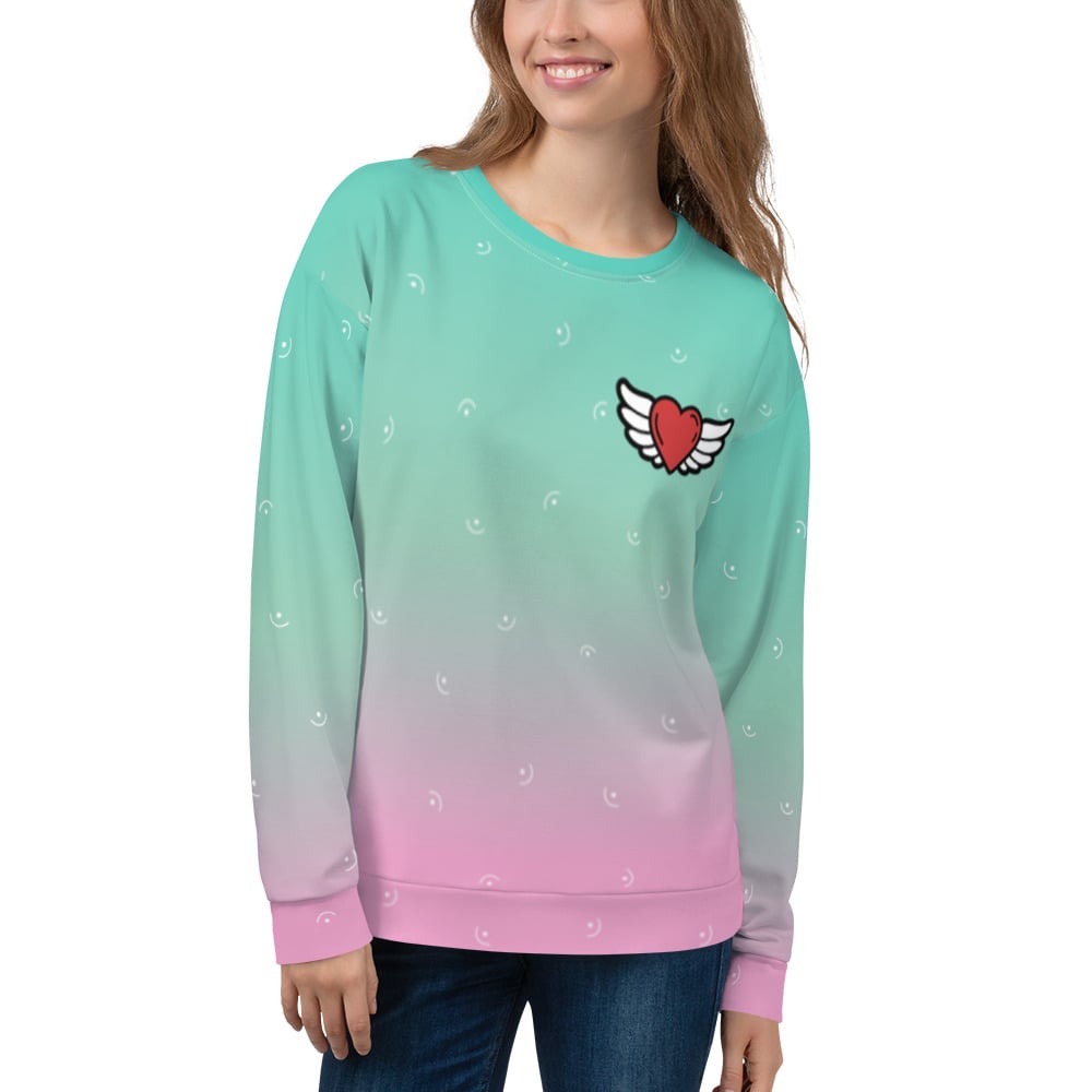 Image of Unisex Green Heart with Wings Sweatshirt