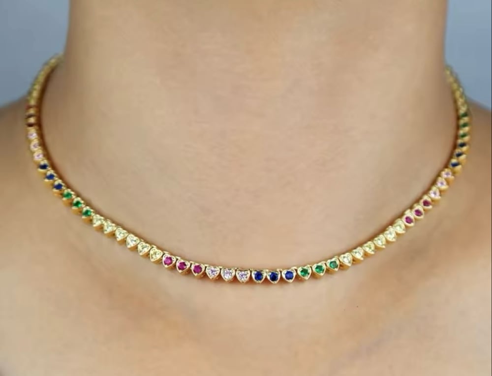 Image of Mini Rainbow Heart Necklace