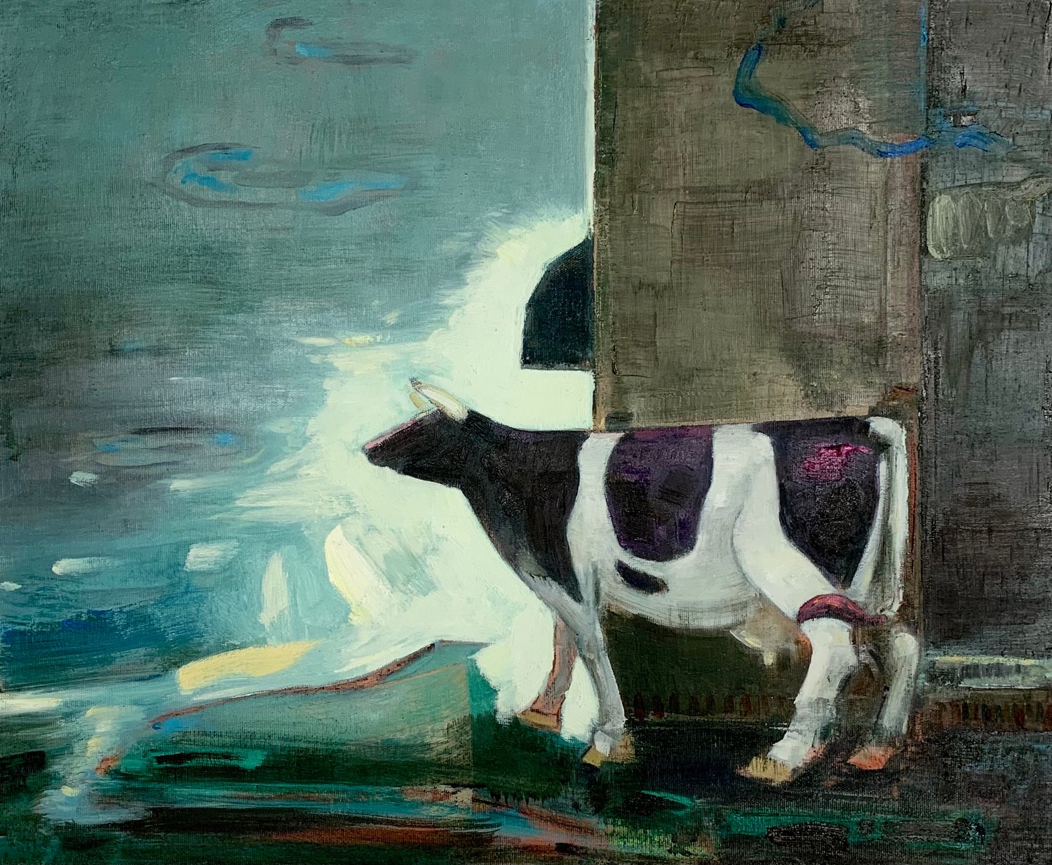 Image of Painting / maleri / "ISLANDS BRYGGE – Malerdrømme og tankestreger – Leifsgade" / 50x60 cm