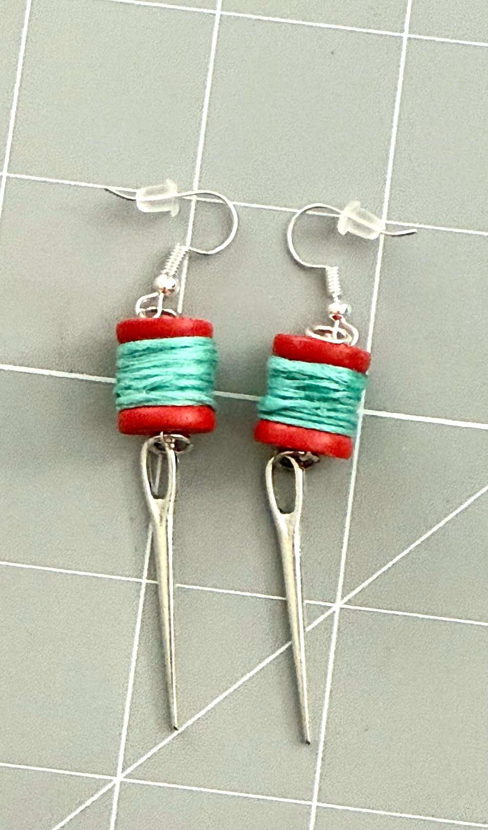 Image of Mini Thread Spool & Sewing Needle Earrings