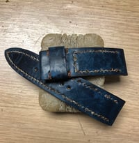 Image 3 of “Shipwreck” Watch Strap - Navy Antiqued Horween Shell Cordovan with Distressed Hand Stitching