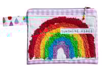 Image 1 of Shaggy Rainbow Pouch - Pink Gingham