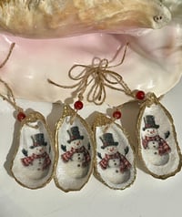 Image 2 of Snowman Mini Oyster Shell Ornament