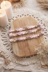 Image 1 of Halo mohair rose pâle et or