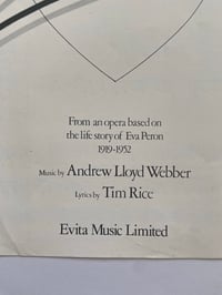 Image 3 of Don’t Cry For Me Argentina from Evita, framed 1979 vintage sheet music