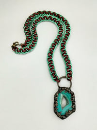 Image 2 of Agate Slice + Viper Basket Chainmaille Necklace