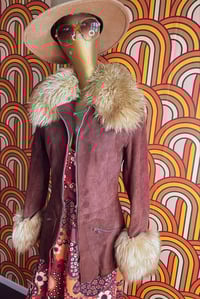 Image 3 of Vintage burgundy suede penny lane coat