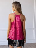 Destin to Shine Hot Pink Sequin Tank with Stars 