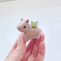 Image 6 of Capybara with frog ceramic figurine