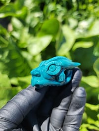 Image 1 of Small size Opaque Aqua solid DragonHead Pendant