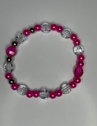 Image 3 of Valentines Pink and Silver Tumbler Bracelet Mini Stack