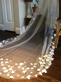 Image 3 of  All White Floral Veil Trim Only