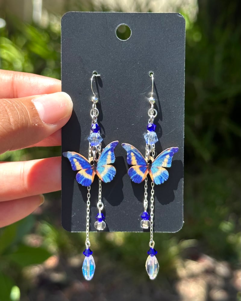 Image of wood butterfly dangles