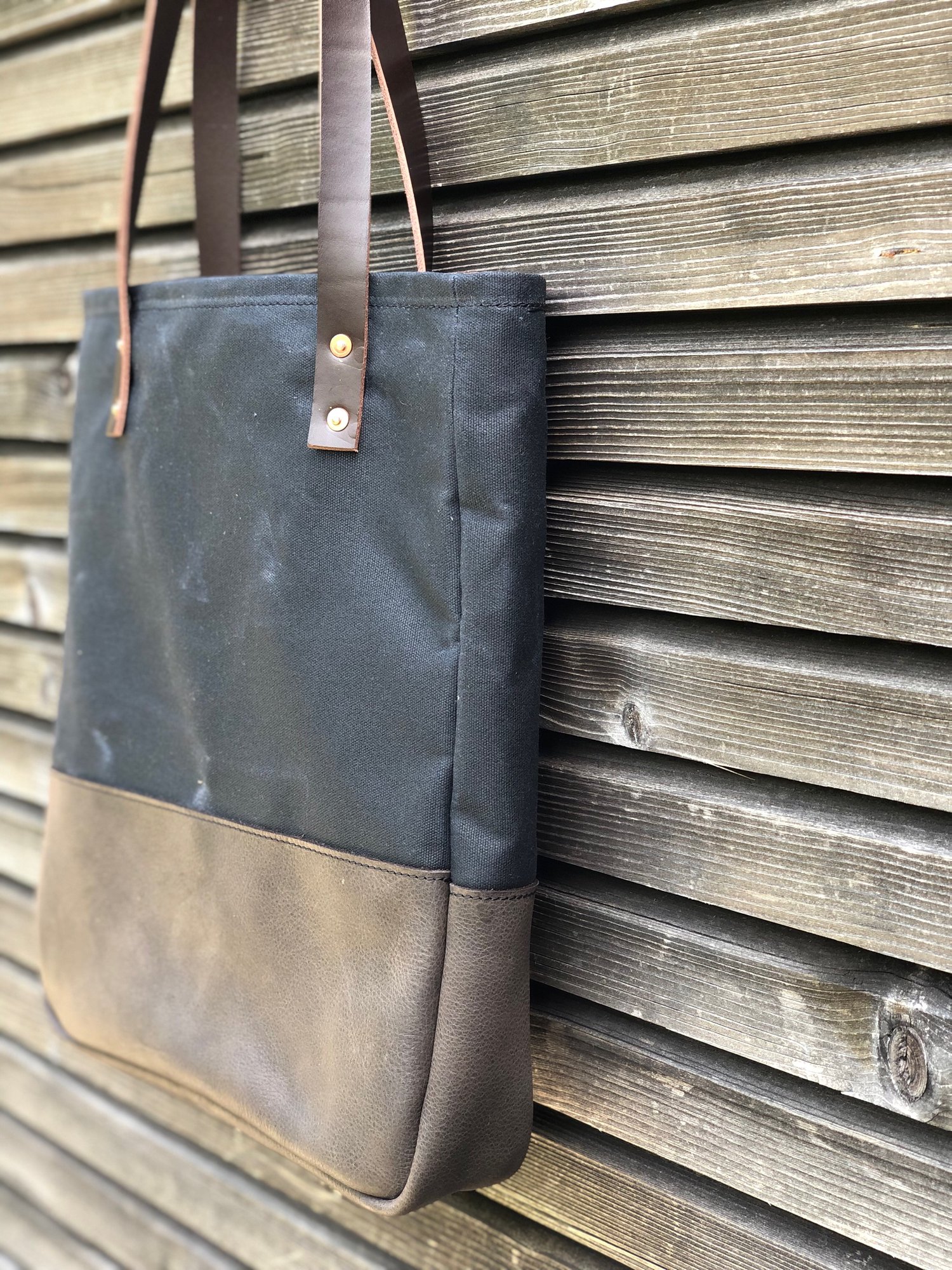 Image of Tote bag Made In Black Waxed Canvas 