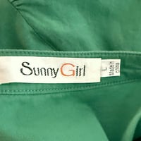 Image 9 of Sunny Girl Green Cotton A Line Embroidered Dress - Size L