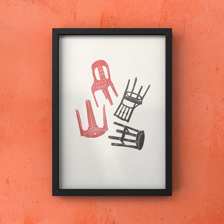 Kopitiam Chairs (Handmade relief print) Image 2