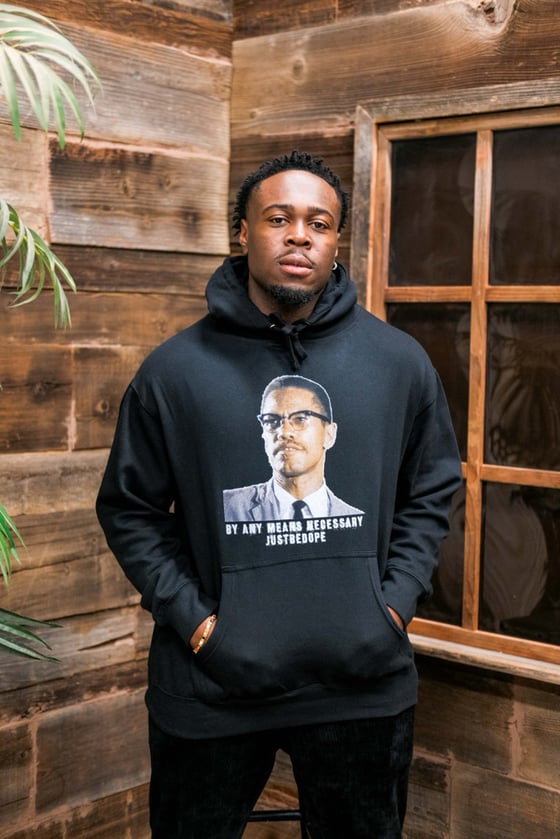 Image of Malcolm X By Any Means Hoodie Black