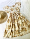 Ready Made Tan Vintage Floral Size 12 T Dress with Free Postage 