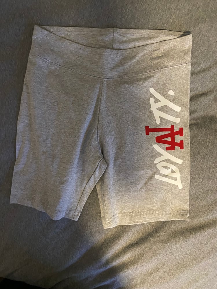 Image of Woman’s biker shorts red and white 