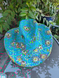 Image 2 of Dolly cowboy hat - recycled sari fabric Turquoise 