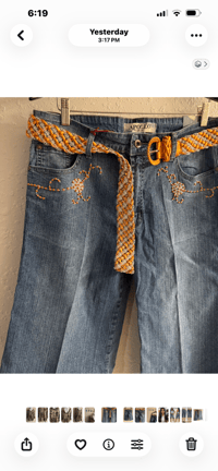 Image 7 of NWT Sz. 14 Apollo belted Beaded Denim Capri #914*19