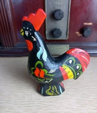 Image 7 of Vtg Swedish DALA ROOSTER Hand Carved Painted Wooden Black Multi